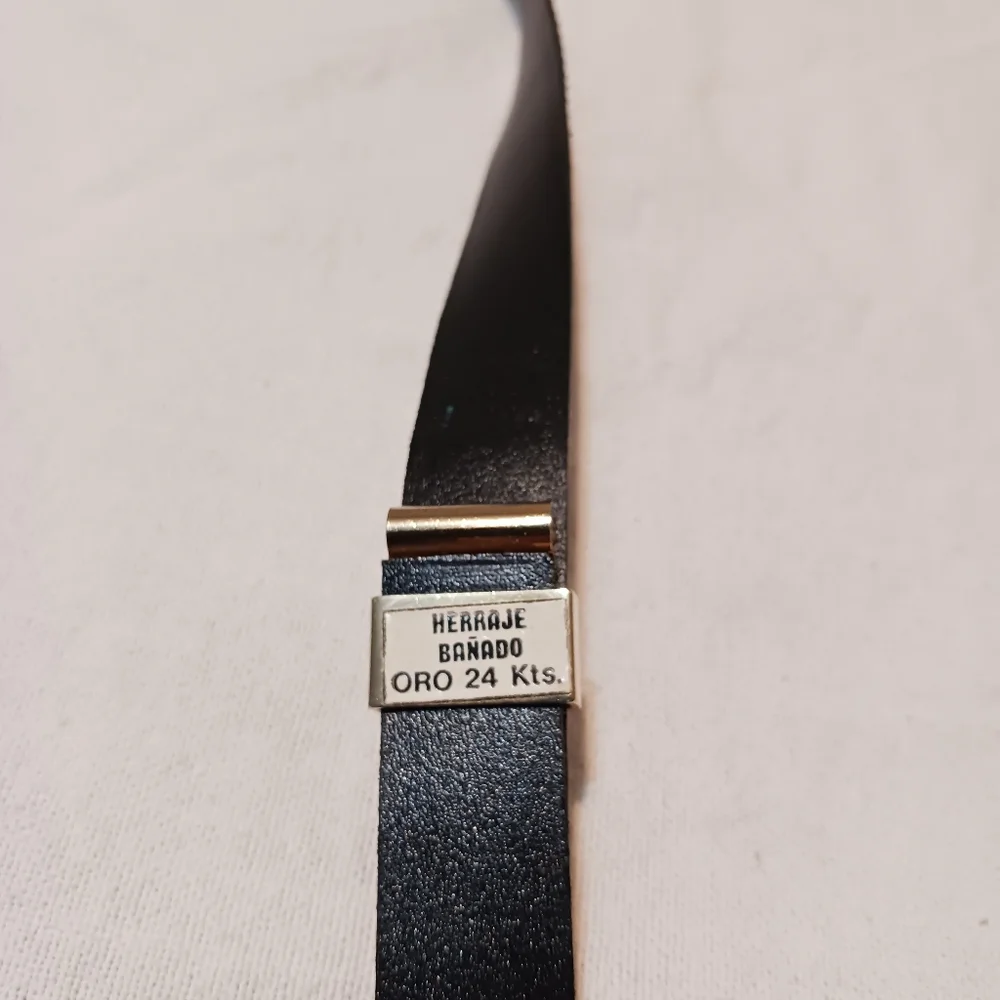 Herraje Banado Oro 24Kts Gold Plated Tan Snake Skin Leather Adjustable Vtg Belt